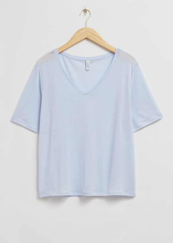 Crossover V-Neck T-Shirt - Blue