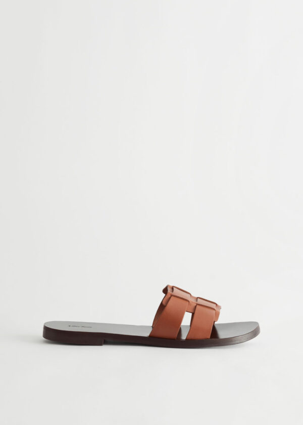Duo Strap Leather Sandals - Beige