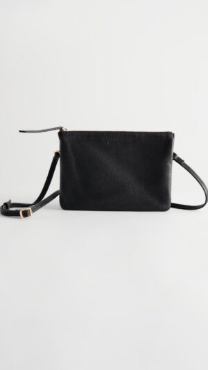 Small Leather Crossbody Bag - Black