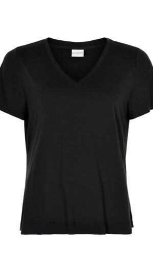 IN FRONT Nina V-neck T-shirt, Farve: Black, Størrelse: M, Dame