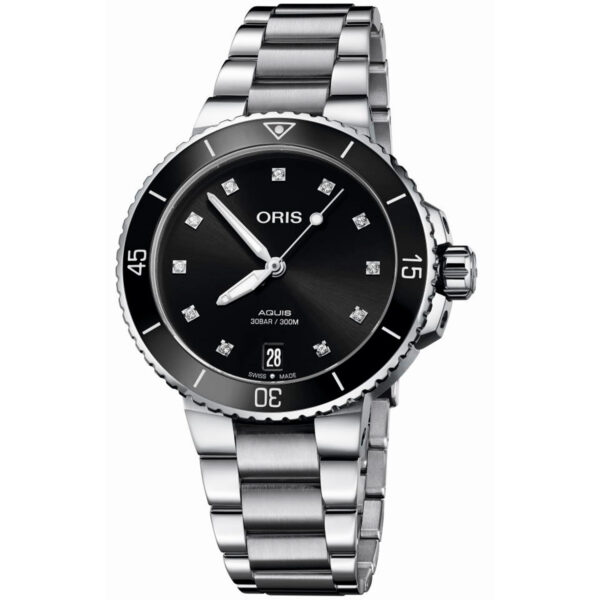 ORIS AQUIS LADY DATE DIAMONDS 73377314194MB - Dame - 37 mm - Analog - Automatisk - Safirglas